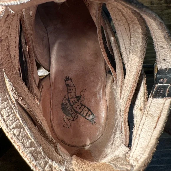 Freebird by Steven, Stair, Black/Brown Leather Strappy Ankle Boot / Bootie SZ 8 - Picture 7 of 9